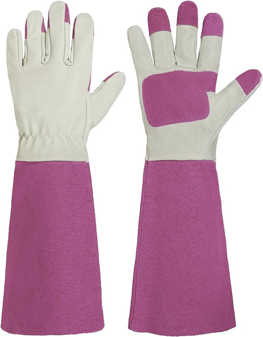 HANDLANDY Rose Pruning Gardening Gloves for Men & Women, Thornproof Long Gauntlet Gloves, Pigskin Leather - Breathable & Durability (Small)-VerdiqueGarden