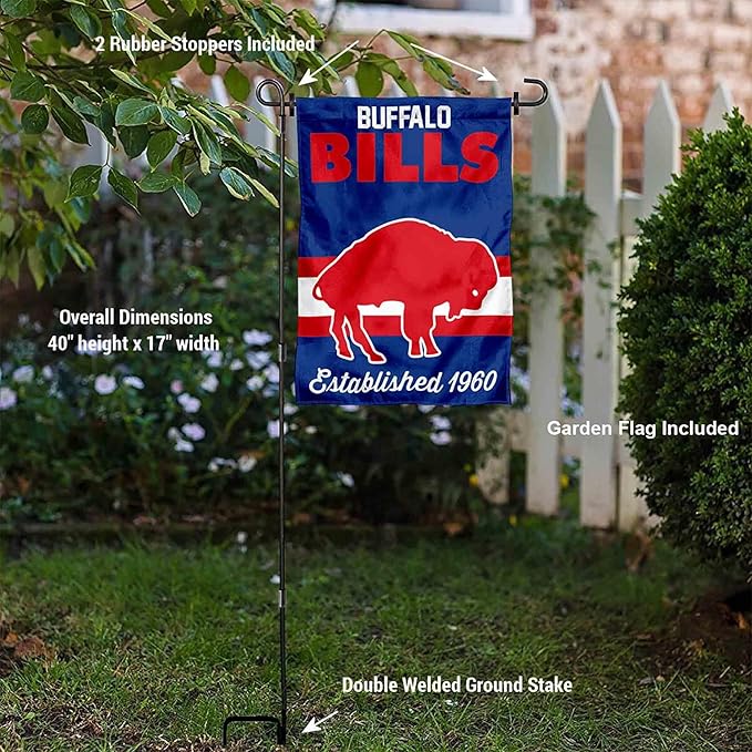 WinCraft Buffalo Bills Throwback Retro Vintage Garden Flag and Flagpole Mount-VerdiqueGarden