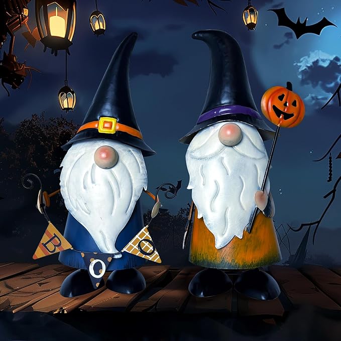 HONGLAND Cute Gnomes Decorations -14 Inch Fall Metal Gnomes Thanksgiving Day Decor - Elf Dwarf Gnomes Figurines - Gnome Decorations for Indoor Outdoor Home Decor-VerdiqueGarden