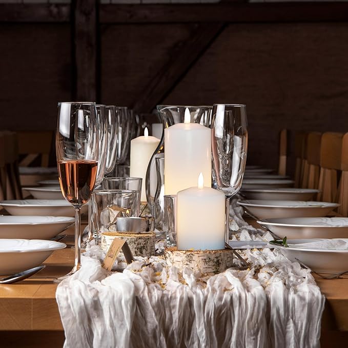 Battery Operated Flameless Candles with 3D Flickering Flame Wick, LED Pillar Candles with Remote Timer, Pack of 3 Real Wax Candles for Wedding Home Decor(White)-VerdiqueGarden