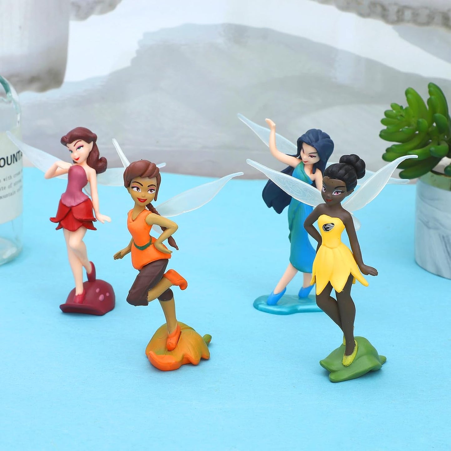 ONEST 13-Piece Miniature Garden Accessories - Small Hand Painted Fairy Figures, Girl Fly Wing Figurines for Car Decor, Fairy Garden, Flower Pot, Birthday Cake Topper-VerdiqueGarden