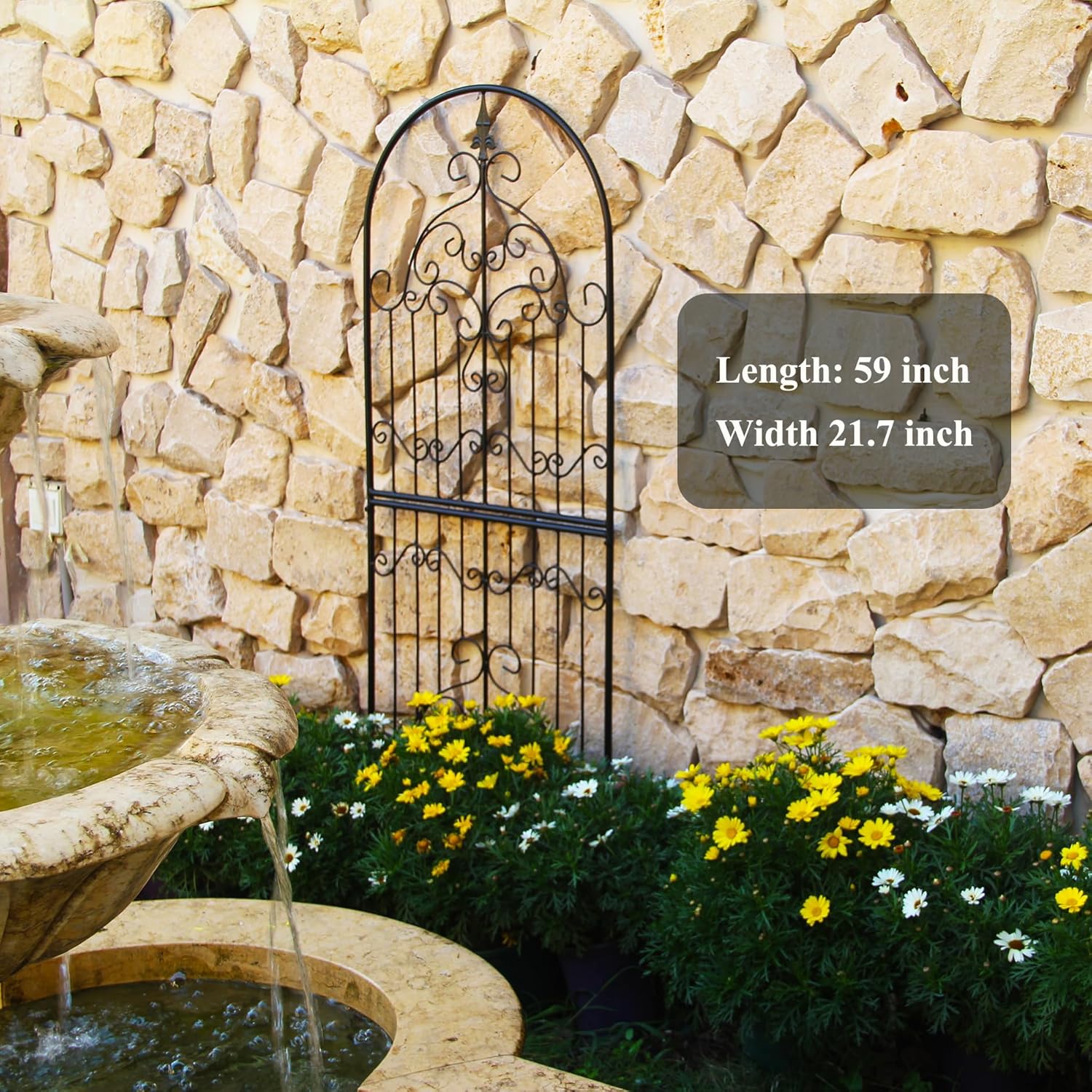 Trellis for Climbing Plants 59" H x 21.6" W Metal Unique Design Decorative Garden Structure Weather-Resistant Trellises Outdoor Decor Flowers Roses Vine Ivy Clematis-VerdiqueGarden