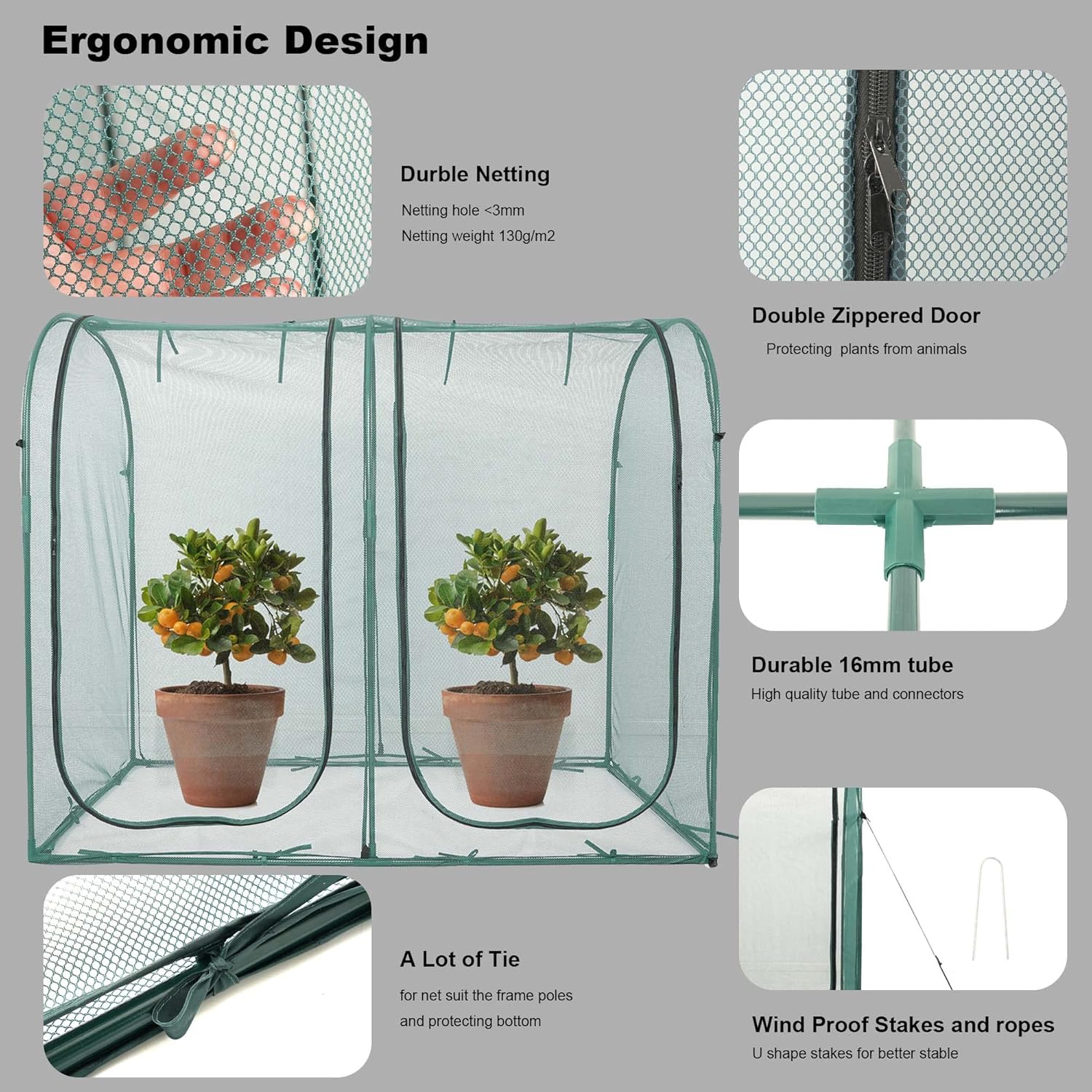 Poray Large Tunnel 73''x37''x61''Plant Netting Cover,5FT Tall Crop Cage Tomato Netting,Pest Guard Cover for Vegetables &Fruits,Durable Gardening Net for Plant and Animal-VerdiqueGarden