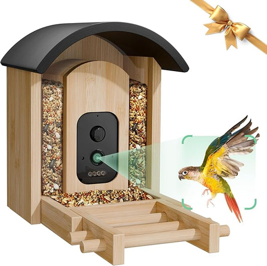 Bird Feeder with Camera, Smart Wild Bird Feeder for Outdoors with AI Identify, Solar Bird Feeder Watching Camera Auto Capture Birds & Real-time Notifications, Gifts for Birdlover (Arch)-VerdiqueGarden