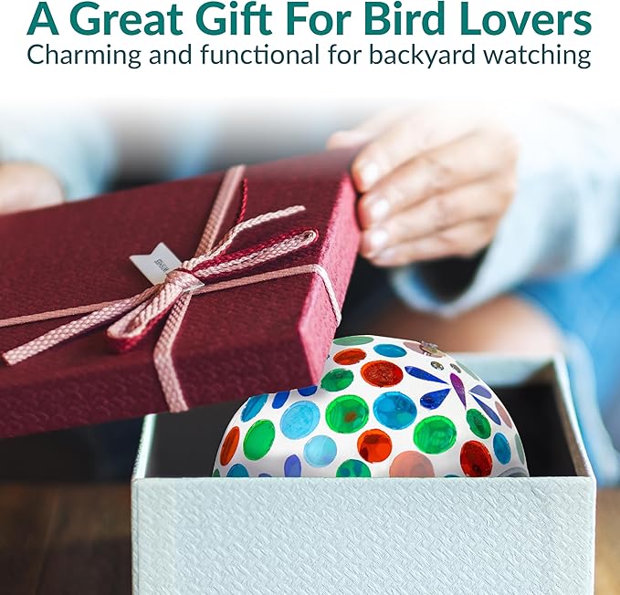 Sunnydaze 6-Inch Glass Mosaic Hanging Bird Feeder for Outdoors - Fly-Through Wild Bird Feeder - Dragonfly Dreams-VerdiqueGarden