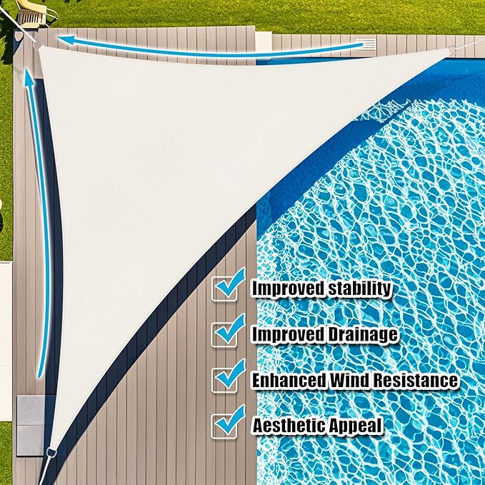 Amagenix Sun Shade Sail 9X9X12.7 Curved Edge Outdoor Shade Canopy Cream Breathable 95% UV Block Shade Cloth for Patio Garden Backyard (We Make Custom Size)-VerdiqueGarden