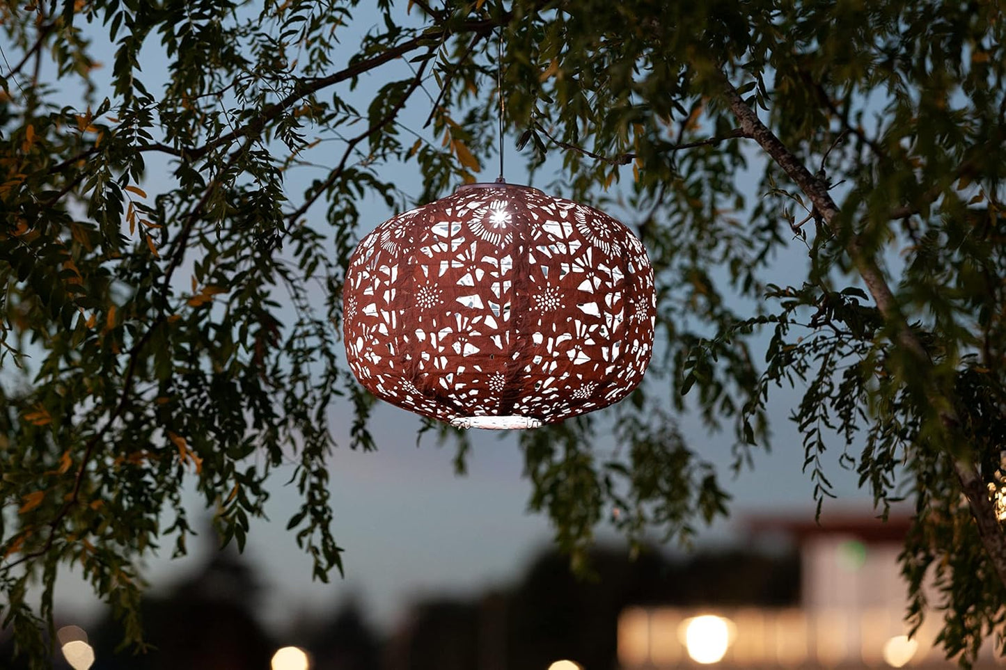 Allsop Soji Stella - Floral Punch - Square Sunflower - 11" Outdoor Solar Lantern - Clay-VerdiqueGarden