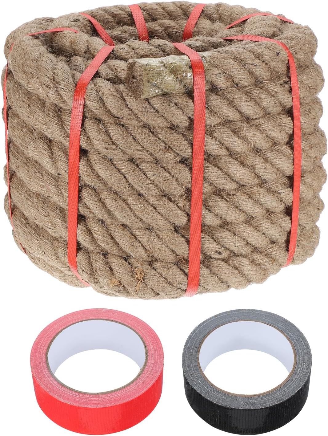 MECCANIXITY Jute Rope 1.4 Inch x 44ft, Thick Twine Rope Ropes Braided Jute Twine Natural Brown Burlap Cord String Heavy Twisted with Tapes for Decorative Crafts Railing Swing Tug of War-VerdiqueGarden