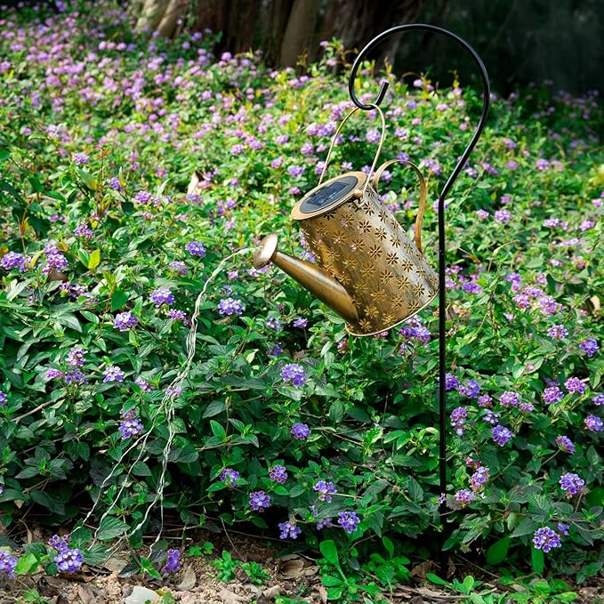 Garden Decor Solar Lights Outdoor Large Hanging Waterproof Watering Can Landscape Lights Outside Decorations for Yard Front Porch Patio Backyard Gardening Gift for Mom Grandma Women Birthday-VerdiqueGarden