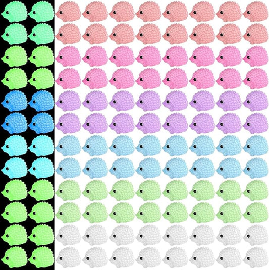 Hiboom 120 Pcs Luminous Mini Hedgehog Figurines Hedgehog Miniature Garden Ornaments Glow in Dark Mini Resin Figures Tiny Animal Figurines Bulk for Garden Micro Landscape Plant Moss DIY Fairy Decor-VerdiqueGarden