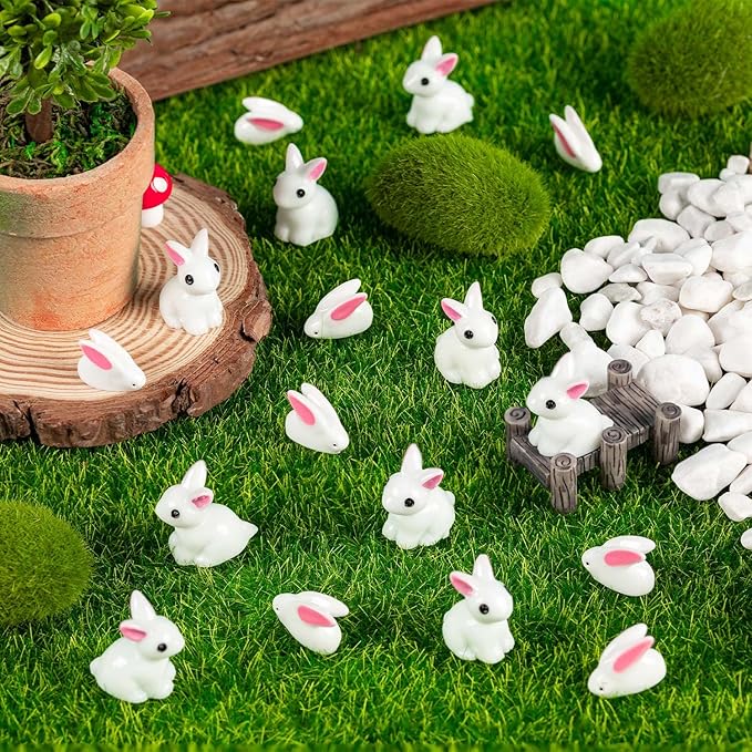 280Pcs Mini Bunny, Mini Resin Bunny Animals, Miniature Rabbit for Landscape Ornaments Miniature Garden Decor Potted Plant,Cake Topper Decoration-VerdiqueGarden