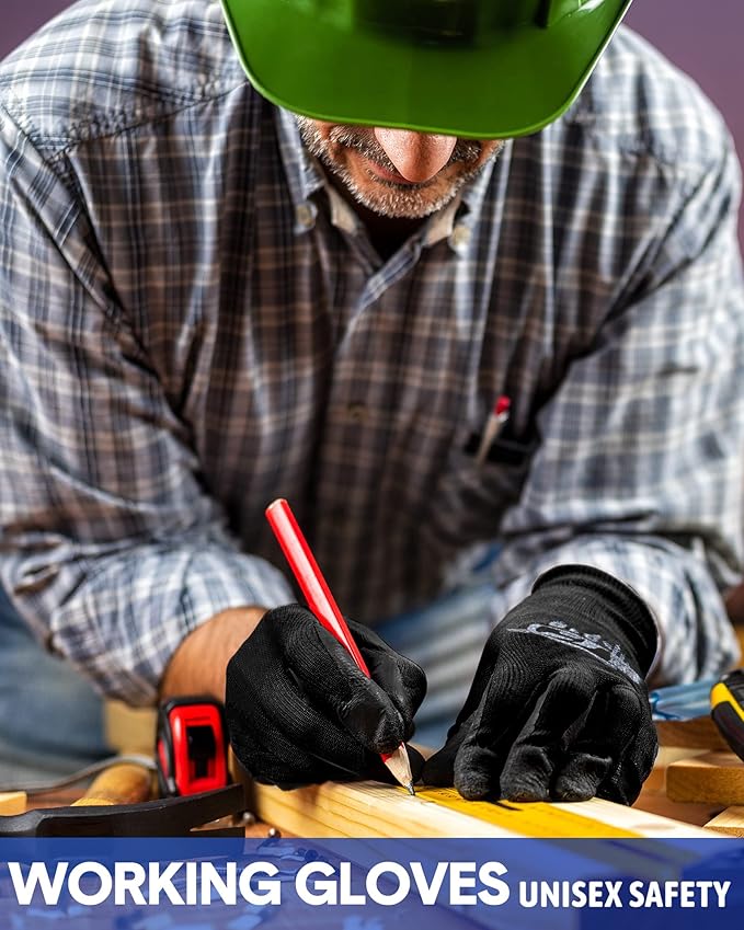 Nuogo 24 Pairs Gardening Gloves for Men Women Rubber Coated Landscaping Work Gloves Safety Work Construction-VerdiqueGarden