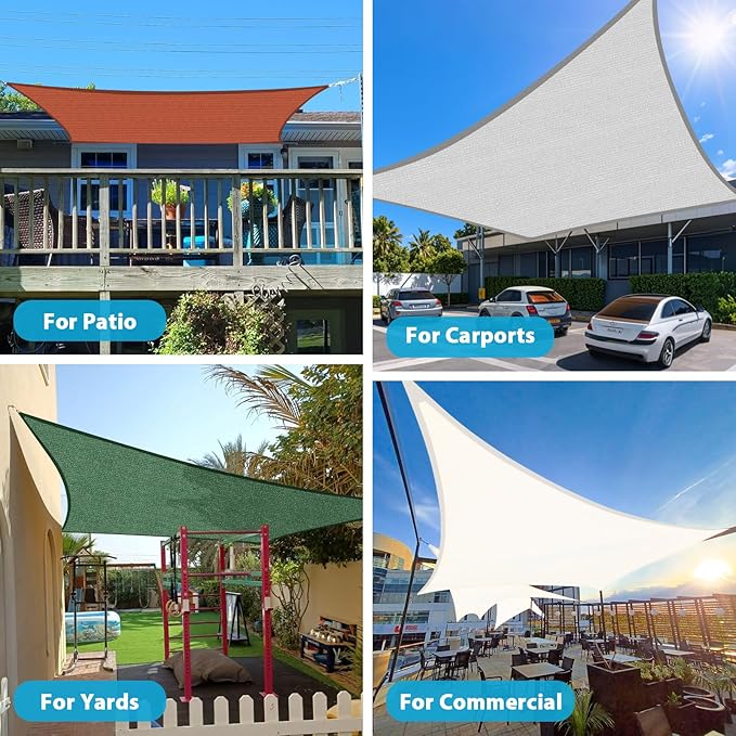 Amagenix Sun Shade Sail 6'X8' Curved Edge Outdoor Shade Canopy White Breathable 95% UV Block Shade Cloth for Patio Garden Backyard (We Make Custom Size)-VerdiqueGarden