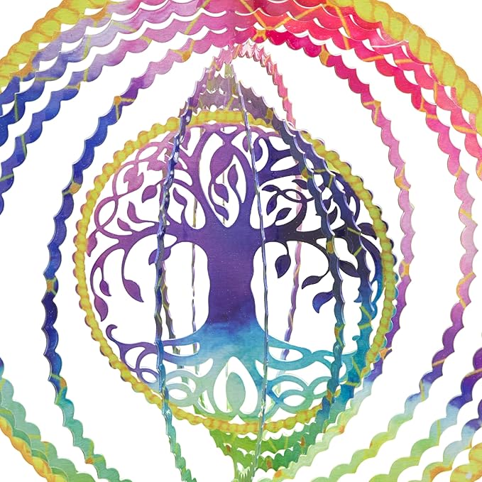 VP Home Tree of Life Dreamcatcher with Feathers Kinetic Wind Spinners - Native American Garden Decor - Sculpture Spinner for Yard and Garden Outdoor - Metal Large Hanging Dreamcatcher - 10"W x 16.5"H-VerdiqueGarden