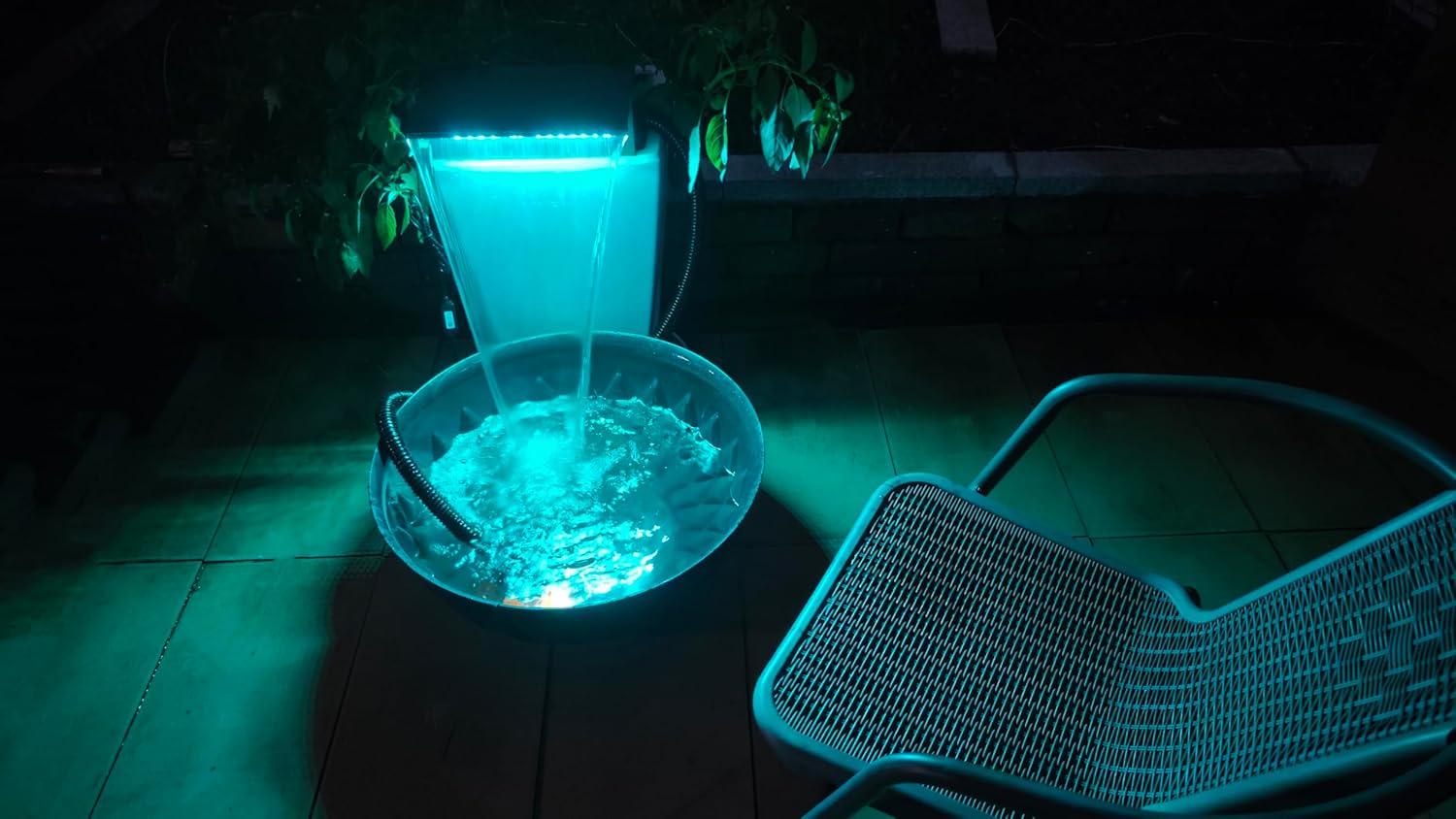 Stainless Steel Waterfall Spillway, APP Control Multi-Color LED Light Outdoor Pool Fountain, Water Spillway Koi Pond Waterfalls Fountains Kit for Garden Patio Swimming Pool Decoration-11.8"-VerdiqueGarden