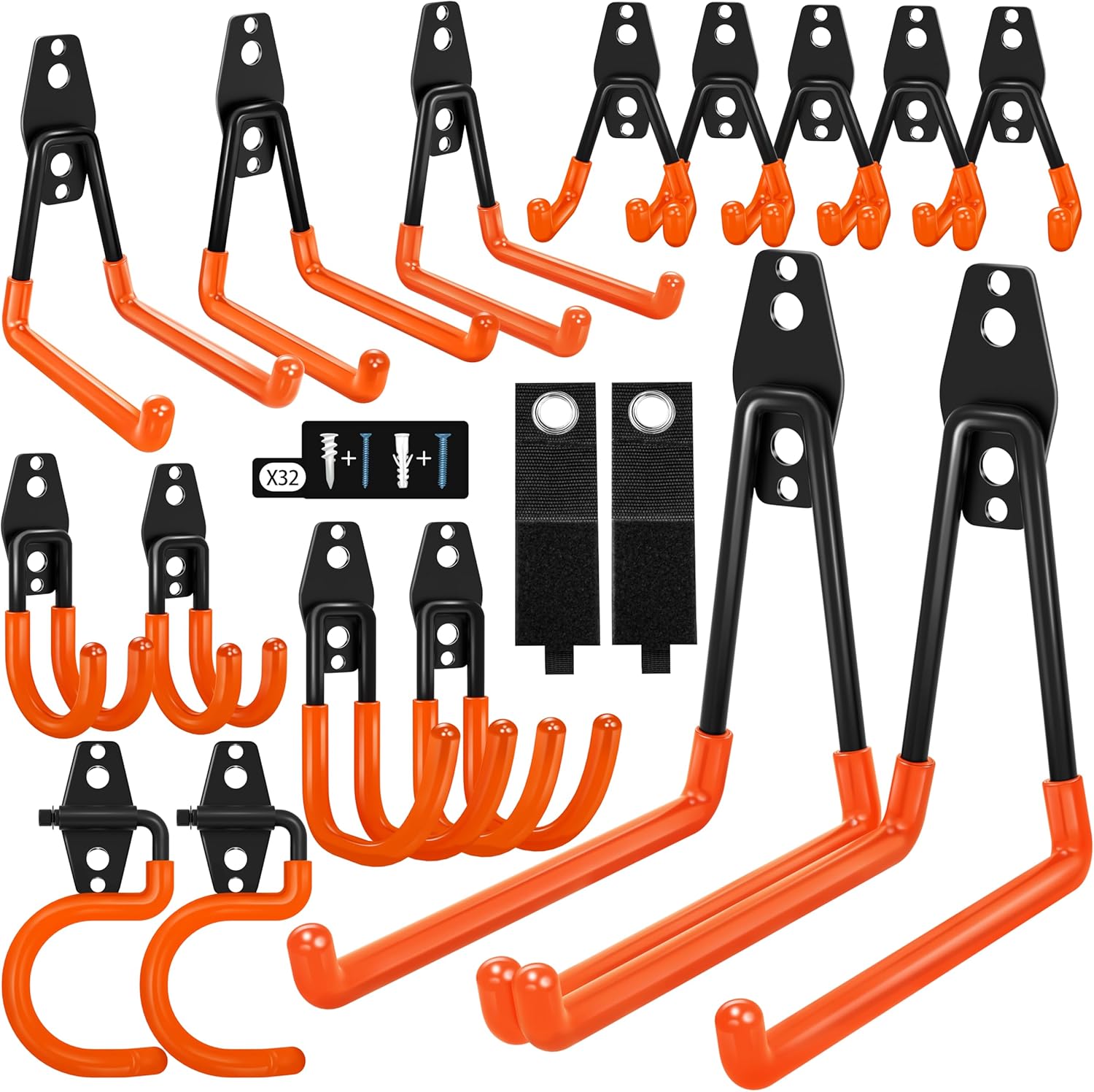 18 Pack Garage Hooks Heavy Duty - Anti-Slip Coating， Garage Storage Hooks for Hanging Bike，Ladder，Garden Tools，Hose-VerdiqueGarden