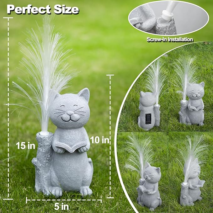 Solar Lights Garden Statue Cat-VerdiqueGarden