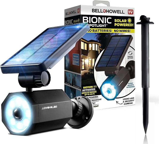 Bell+Howell Bionic Spotlight Motion Solar Spot Lights Outdoor Waterproof, Landscape Light, Outdoor Solar Yard Lighting Weather Resistant, Super Bright LED Lights, for Garden, Lawn As Seen On TV-VerdiqueGarden