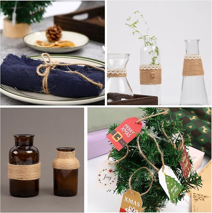 Natural Jute Twine,656 Feet 4mm Hemp Twine Rope for Gift Wrapping Craft Plant Garden Christmas Handmade Arts Decoration Packing String Home Decor-VerdiqueGarden