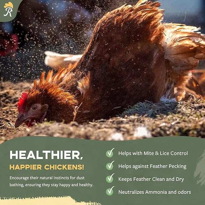 Chicken Dust Bath - 7lbs, Made in USA Natural Dust Bath for Chickens - Ideal Chicken Dust for Bath Tub Mix - Poultry Dust Powder for Chicken Coop-VerdiqueGarden