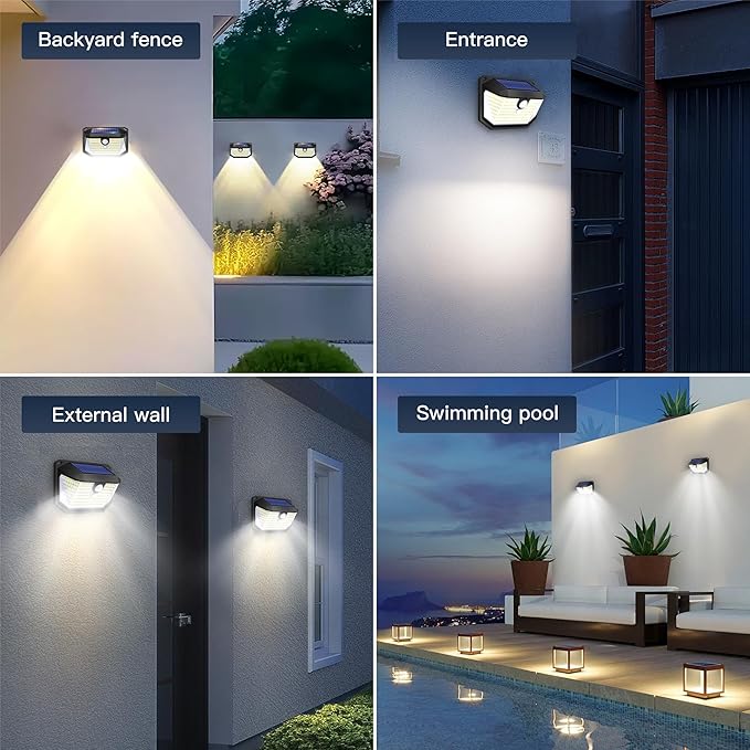 Solar Lights Outdoor Motion Sensor, 178 LED 300LM Waterproof IP65, Wall Mounted Security Light with 3 Modes, 270° Wide AngleWide Angle, Solar Powered for Garden, Yard, Patio, Front Door(8Pack)-VerdiqueGarden