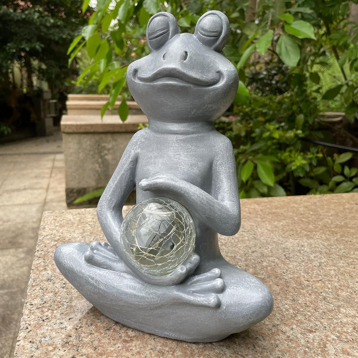 Solar Frog Garden Figurines Solar Lights Yoga Frog Statue for Outdoor Garden Patio Yard Frog Decor Gifts for Women Grandma Mother's Day Birthday Gifts-VerdiqueGarden