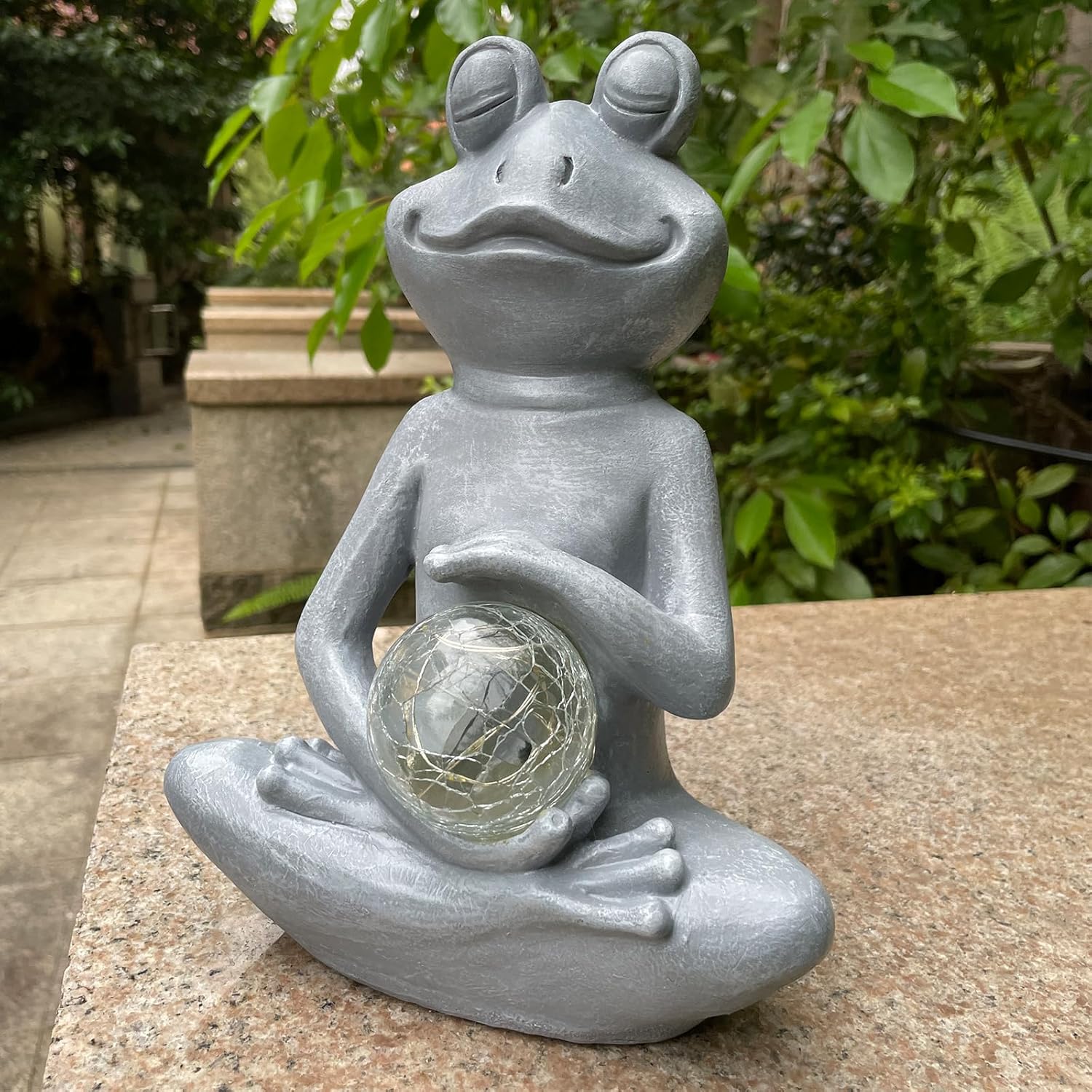 Solar Frog Garden Figurines Solar Lights Yoga Frog Statue for Outdoor Garden Patio Yard Frog Decor Gifts for Women Grandma Mother's Day Birthday Gifts-VerdiqueGarden