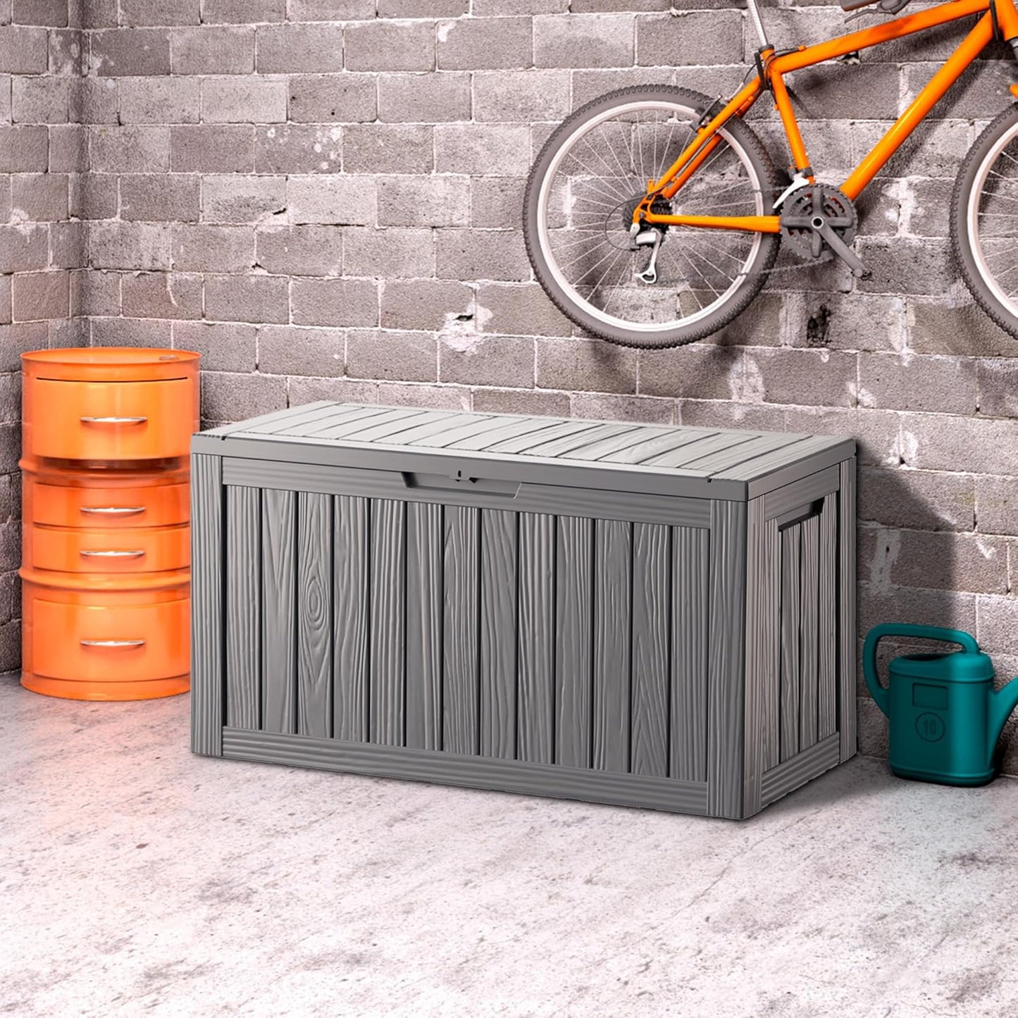 80 Gallon Waterproof Deck Box, Lockable Resin Storage Box for Patio Furniture Cushions Garden Tools and Outdoor Delivery Storage, Coffee-VerdiqueGarden