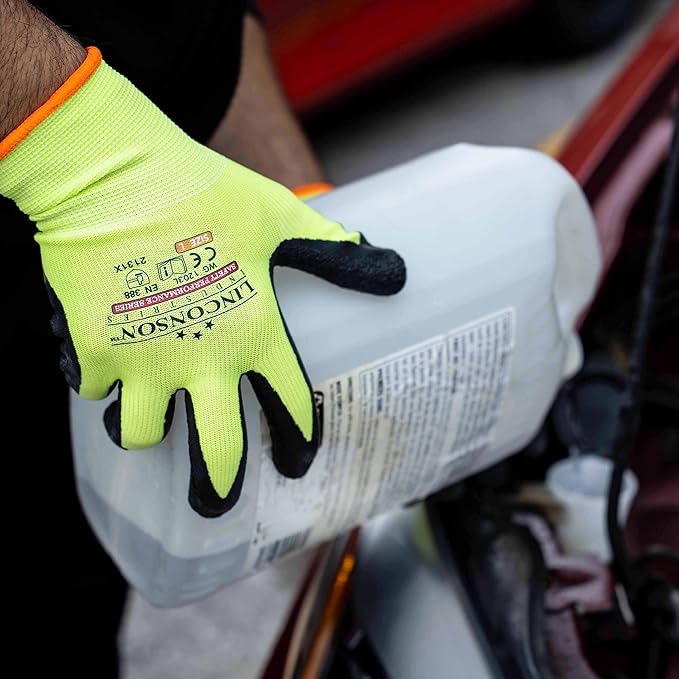 linconson 12 Pack Safety Performance Series Construction Mechanics Wrinkle Latex Work Gloves-VerdiqueGarden