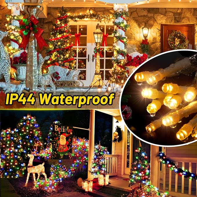 KNONEW 403ft 1000 LED Christmas Lights Color Changing String Lights Outdoor with 11 Modes for Xmas Tree Trunk Yard Porch Outdoor Wedding Party Decorations (Warm White to Multicolor)-VerdiqueGarden