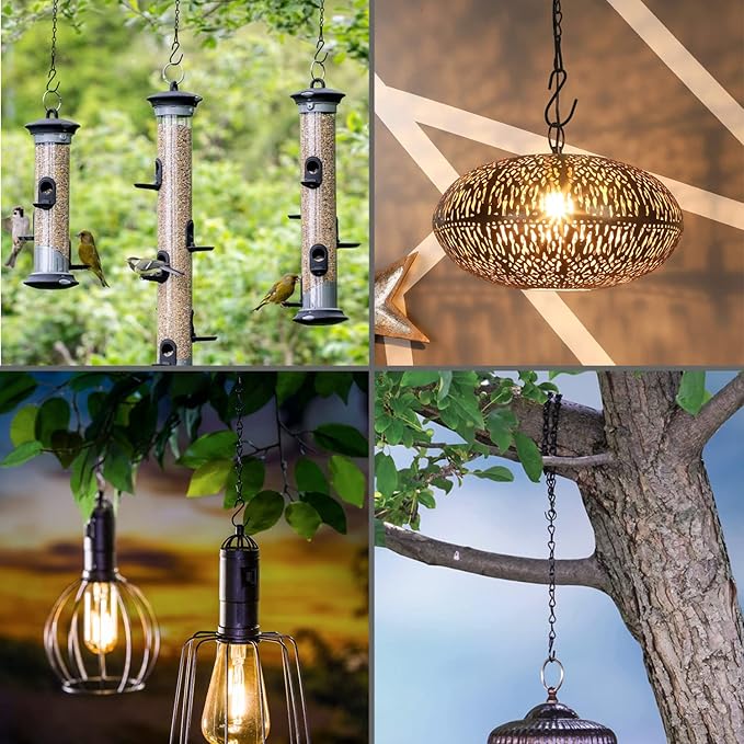 10 Pack 21 Inch Black Hanging Chains with hooks, Grow Lights Chain adjusable, Hanging chains for bird feeders, Plant hanger indoor, Hanging Planter, Christmas wreath, Pendant light, Wind Chime-VerdiqueGarden