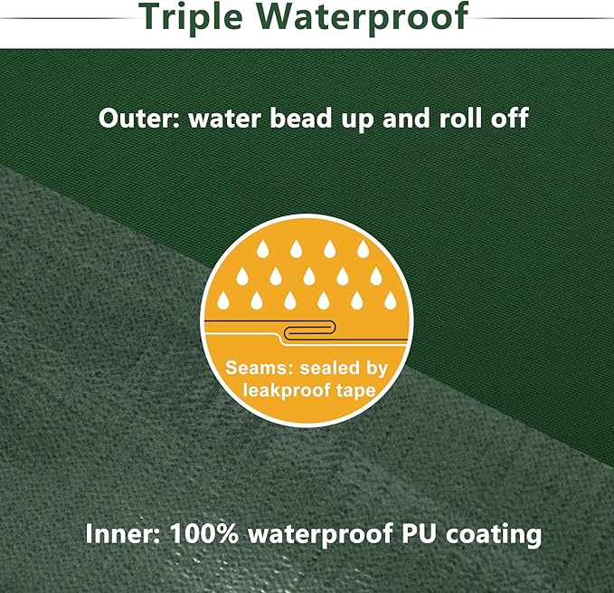 Favoyard Patio Chair Cushions 18.5 x 16 x 3 Inch Waterproof Outdoor Seat Cushions for Patio Furniture 3-Year Color Fastness Garden Sofa Couch Chair Pads with Handle & Adjustable Straps Set of 2, Green-VerdiqueGarden