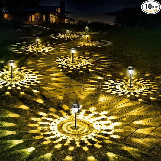 10 Pack Ultra Bright Solar Lights Outdoor Waterproof, from Dusk to Dawn Up to 12H Solar Light for Outside, Auto On/Off Solar Powered Garden Pathway Lights, Landscape Lighting (Warm White)-VerdiqueGarden