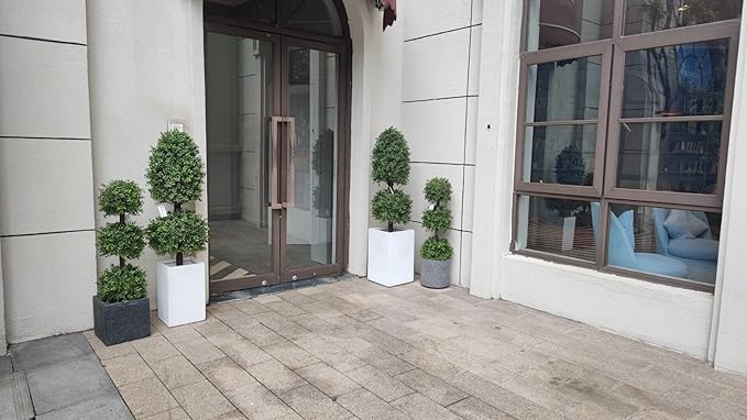 4ft Artificial Topiary Trees Boxwood Ball Shape Fake Trees Porch Decor, Outdoor Plants 2Pack-VerdiqueGarden