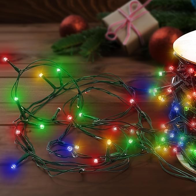 Christmas Light 500 LEDs 172ft Green Cable Wire Fairy String Twinkle Lights Plug in 12 Modes for Xmas Tree, Party, Indoor,Outdoor, Garden, Wedding, Home Decoration (Multi Color)-VerdiqueGarden
