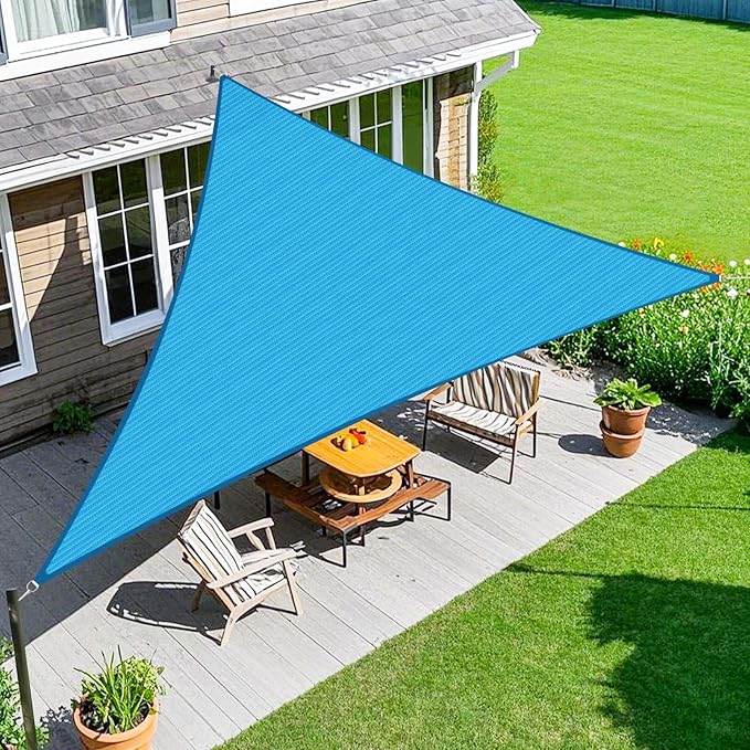 Amagenix Sun Shade Sail 8'X8'X8'Curved Edge Outdoor Shade Canopy Mixed Turquoise Breathable 95% UV Block Shade Cloth for Patio Garden Backyard (We Make Custom Size)-VerdiqueGarden