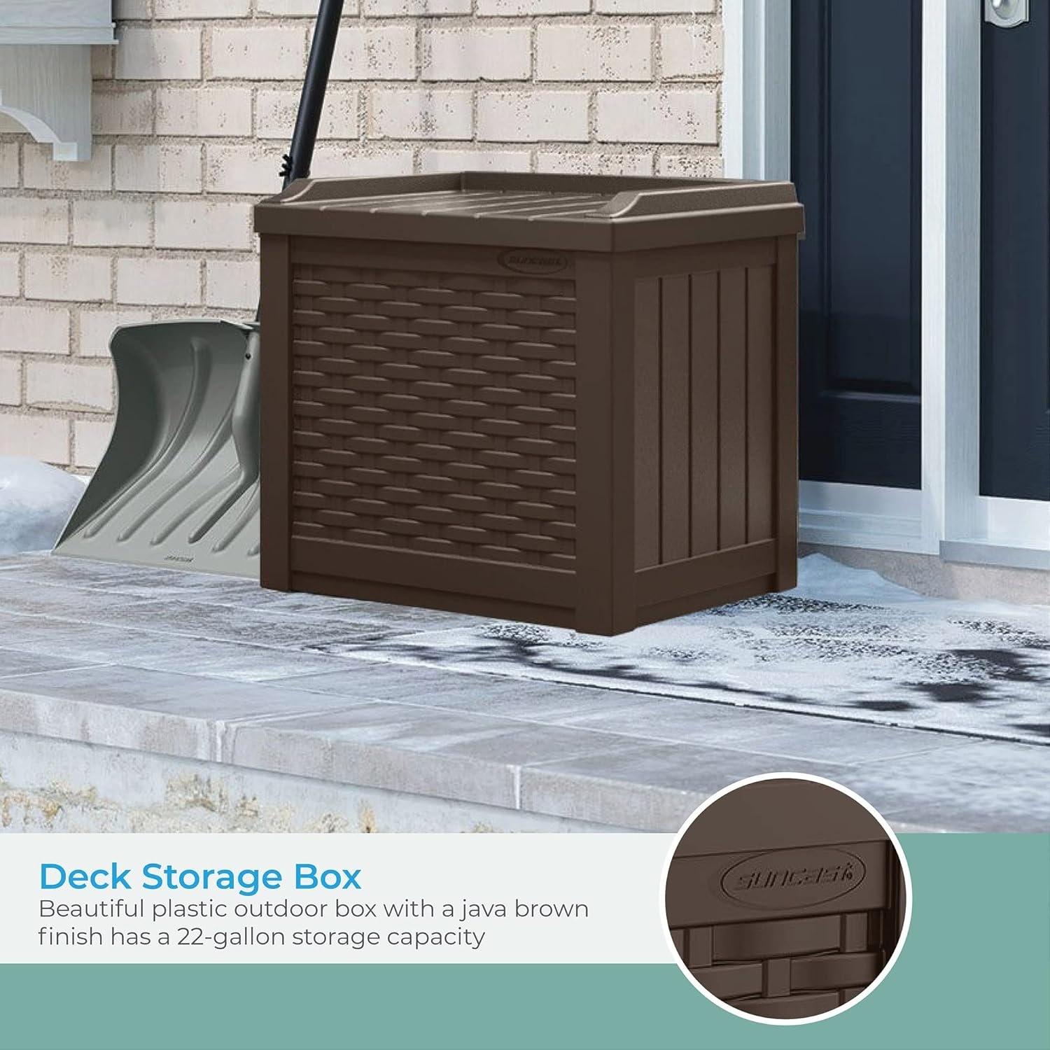 Suncast 22 Gallon Small Resin Storage Seat, Java, SSW600J-VerdiqueGarden