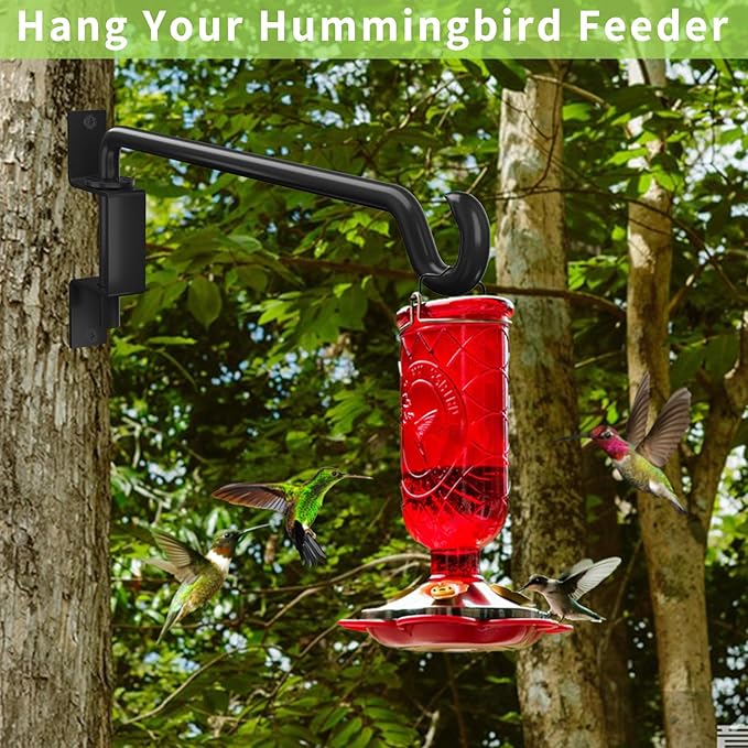 10 Inch Hanging Plant Holder, Wall Plant Hanger, Plant Hangers Outdoor, Swivel Plant Hanger, for Outdoor Hanging Bird Feeders, Wind Chimes, Plant Baskets, Black-VerdiqueGarden