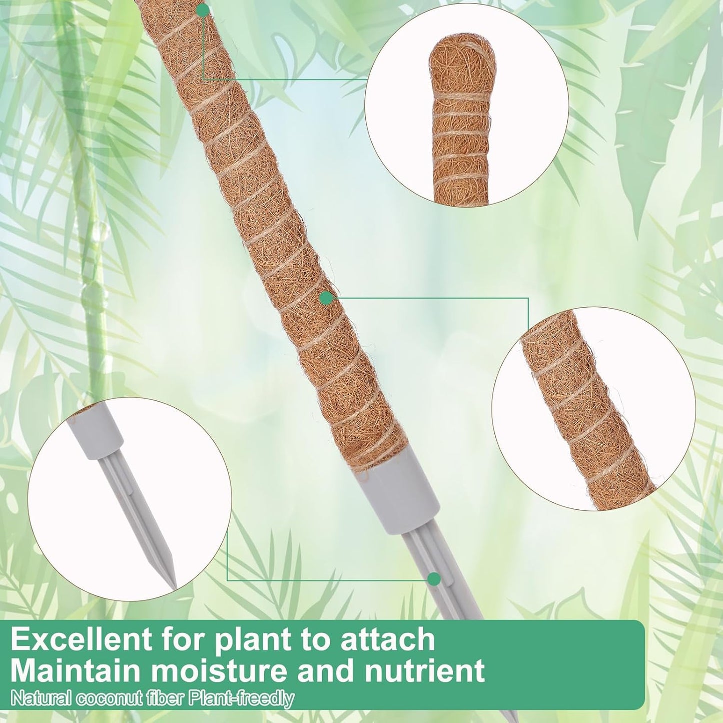 1 Pack Moss Pole, 28 Inch Monstera Plant Support, Moss Poles for Climbing Plants Indoor DIY, Coco Coir Plant Pole Moss Plant Stick Support Stake Kit for Potted Plants, Pothos, Philodendron-VerdiqueGarden