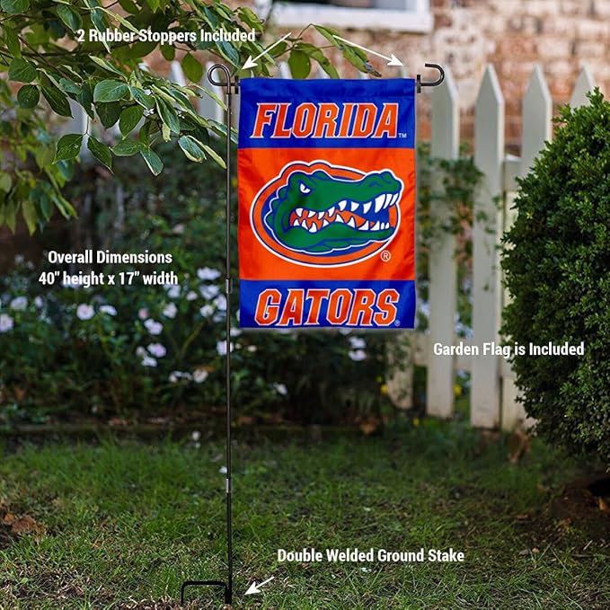College Flags & Banners Co. Florida Gators Garden Flag with Stand Holder-VerdiqueGarden