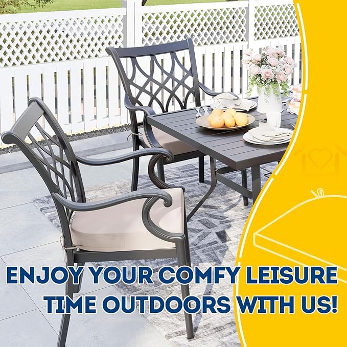 AAAAAcessories Outdoor Seat Cushions for Chairs, Waterproof, Fade-Resistant Patio Furniture Replacement Cushions, 17" x 16" x 2", Set of 2, Khaki Beige-VerdiqueGarden