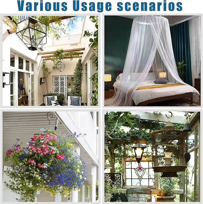 Ceiling Hooks for Hanging Plants (4 PCS Gold),Heavy Duty Metal Plant Hooks, Screw in Hooks for Hanging Birdfeeders, Lamps, Planters, Outdoor Decorative Hooks up to 33 lbs-VerdiqueGarden