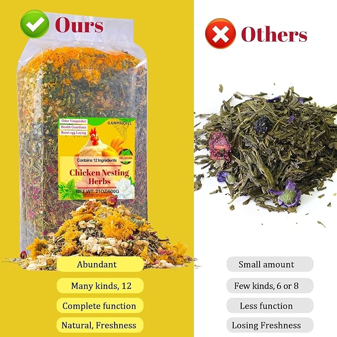 21 oz Chicken Nesting Herbs Flowers - 1.3lb Poultry Blend Herbs 12 Premium Nesting Box Herbs for Chicken Coop Refresher Boost Egg Laying Hens Herb Supplement for Backyard-VerdiqueGarden