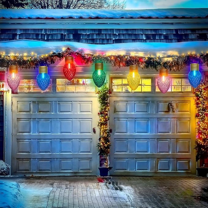 Jumbo Multicolor Christmas String Lights,16FT Jumbo Christmas Hanging Lights with 10 5'' LED C9 Large Strawberry Multicolor Bulbs, Hanging Christmas Decorations Lights for Home Tree Roof Yard Garden-VerdiqueGarden