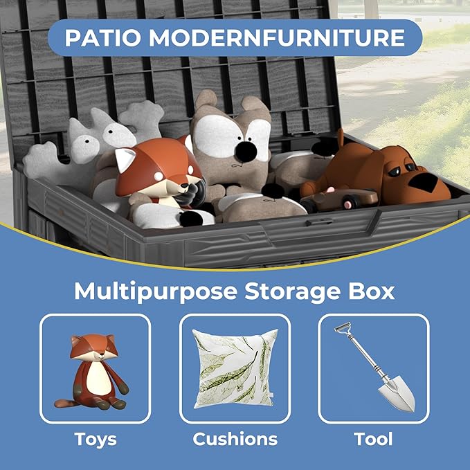 30 Gallon Waterproof Outdoor Storage Box - All-Weather Deck Box for Patio & Pool, Lockable Resin Patio Deck Box with UV Protection, Matte Black-VerdiqueGarden