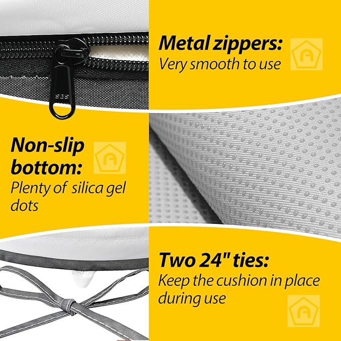 AAAAAcessories Outdoor Seat Cushions for Chairs, Waterproof, Fade-Resistant Patio Furniture Replacement Cushions, 17" x 16" x 2", Set of 2, Gray Cabana Stripe-VerdiqueGarden