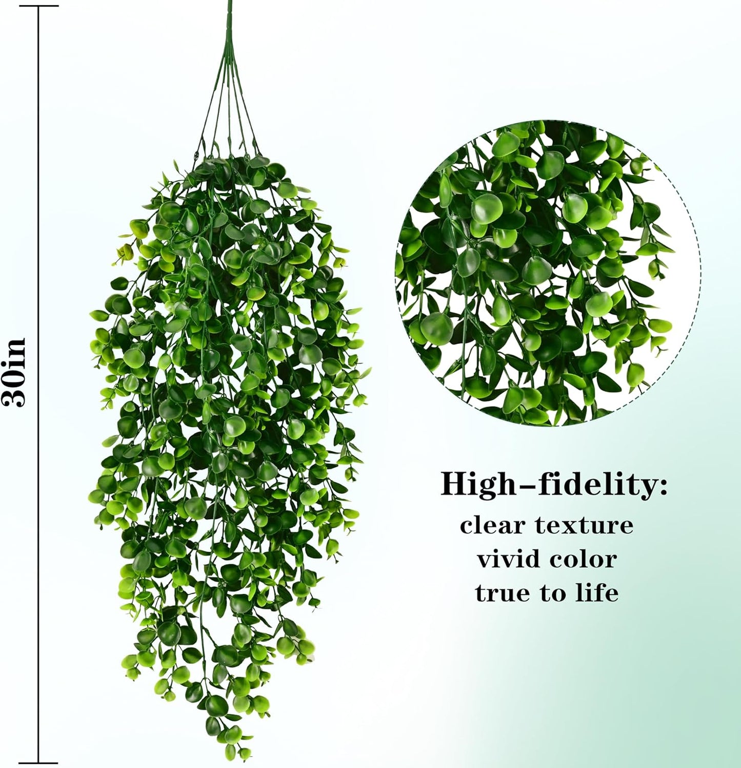 Waipfaru 4Pcs Fake Hanging Plants 2.7ft Fake Plants Eucalyptus Leaves UV Resistant Fake Vines Ivy Artificial Plants Outdoor Faux Plants Indoor Bedroom Living Room Boho Wall Porch Shelf Decor-VerdiqueGarden