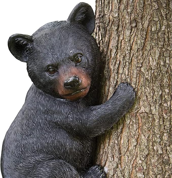 Bits and Pieces – Bear Cub Tree Hugger - Yard Decorations - Adorable Tree Sculpture - Outdoor Decoration - Garden Peeker Yard Art - 13-3/4" x 8"-VerdiqueGarden