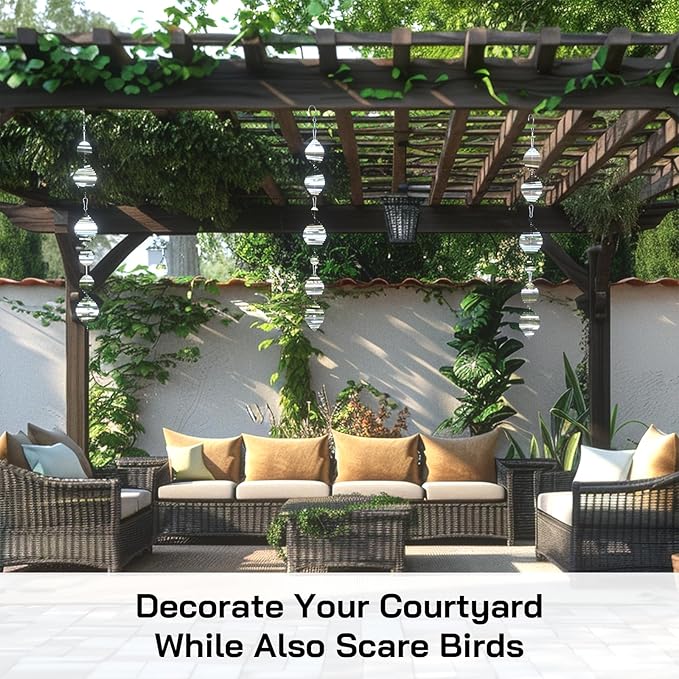 Bird Deterrents for Outside, Reflective 3D Stainless Steel Wind Spinners, Garden Decor, Bird Scare Devices to Keep Woodpeckers, Pigeons Away from Your House, Patio, Orchards-VerdiqueGarden