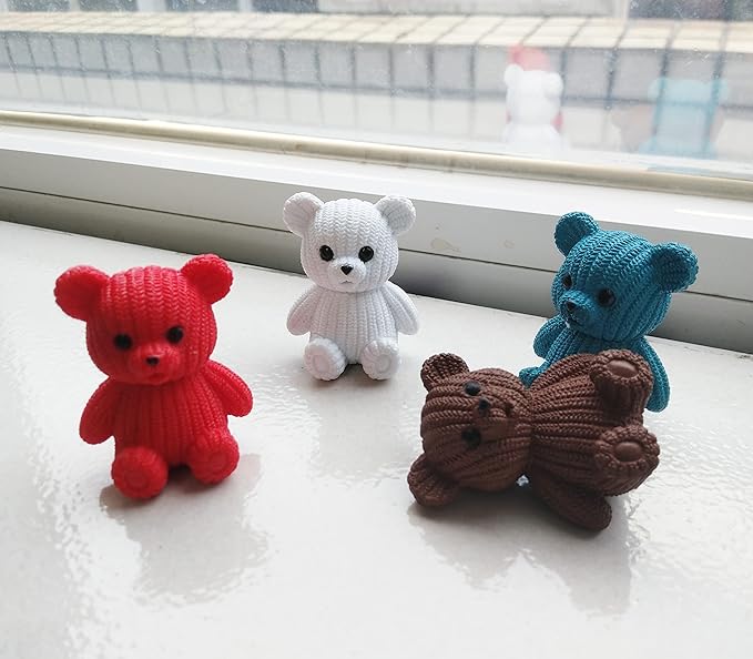 8Pcs Mini Resin Teddy Bear Figurines Cute Sweater Bears Desktop Ornaments Car Interior Decoration Garden FigurinesTiny Bear Statues Animals Sculpture Micro Landscape-VerdiqueGarden